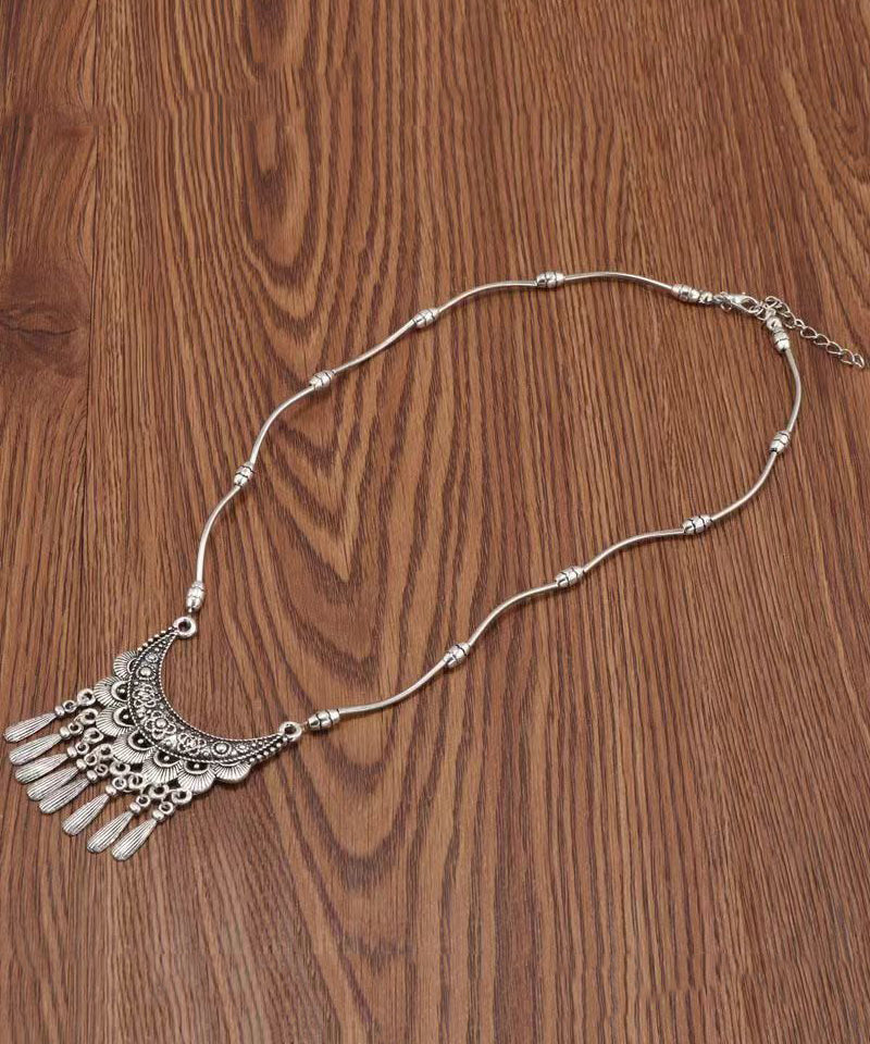 Silk Sterling Silver Tassel Pendant Necklace