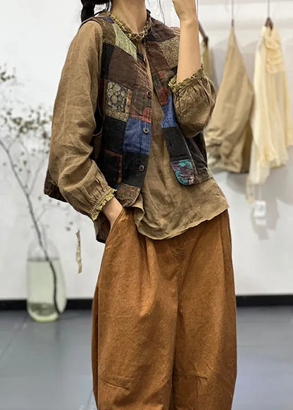 Autumn New Style Irregular Splicing Printed Vest