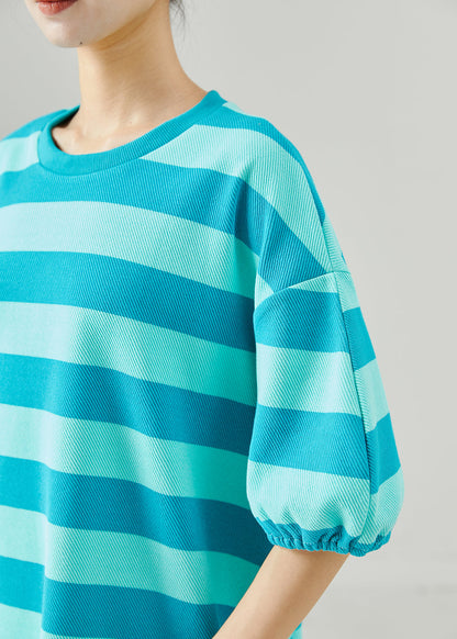 Blue Striped Patchwork Tull Robe Dresses Summer