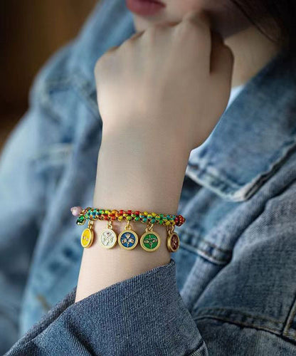 Colorblock Sterling Silver Overgild Tassel Charm Bracelet