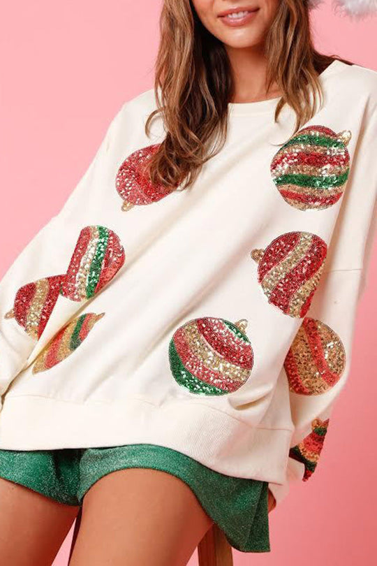 Christmas Egg Sequin Casual Long-Sleeve Sweatshirt
