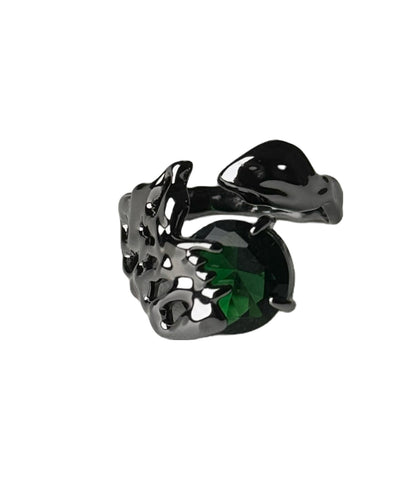 Retro Green Alloy Gem Stone Open Rings