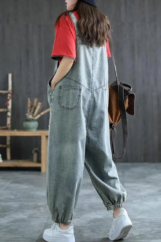 Denim Hole Jumpsuits Dungarees