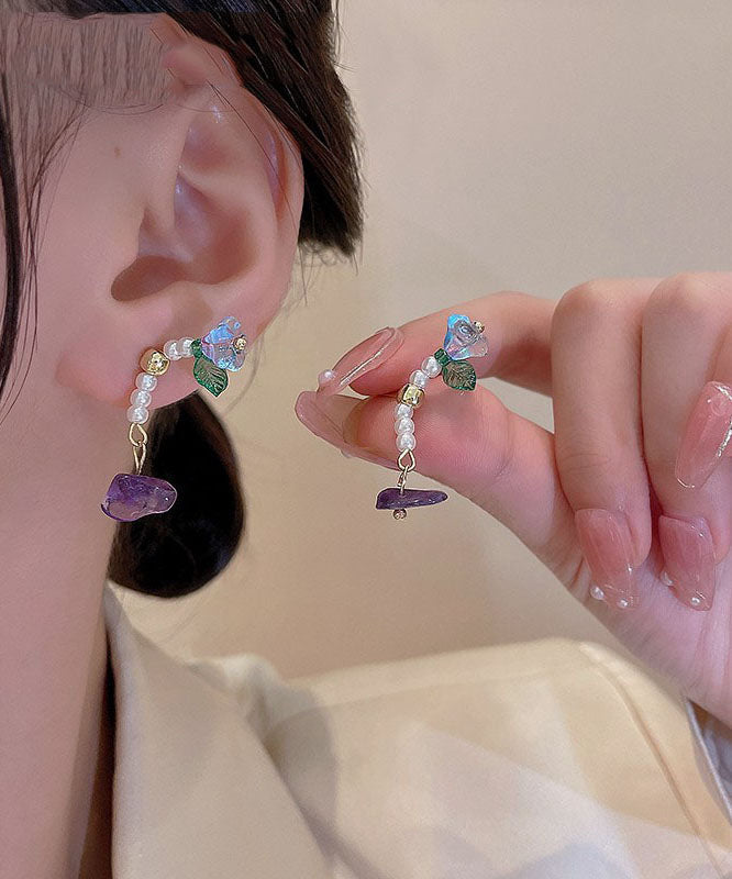Oversize Multicolour Acrylic Alloy Pearl Crystal Stud Earrings