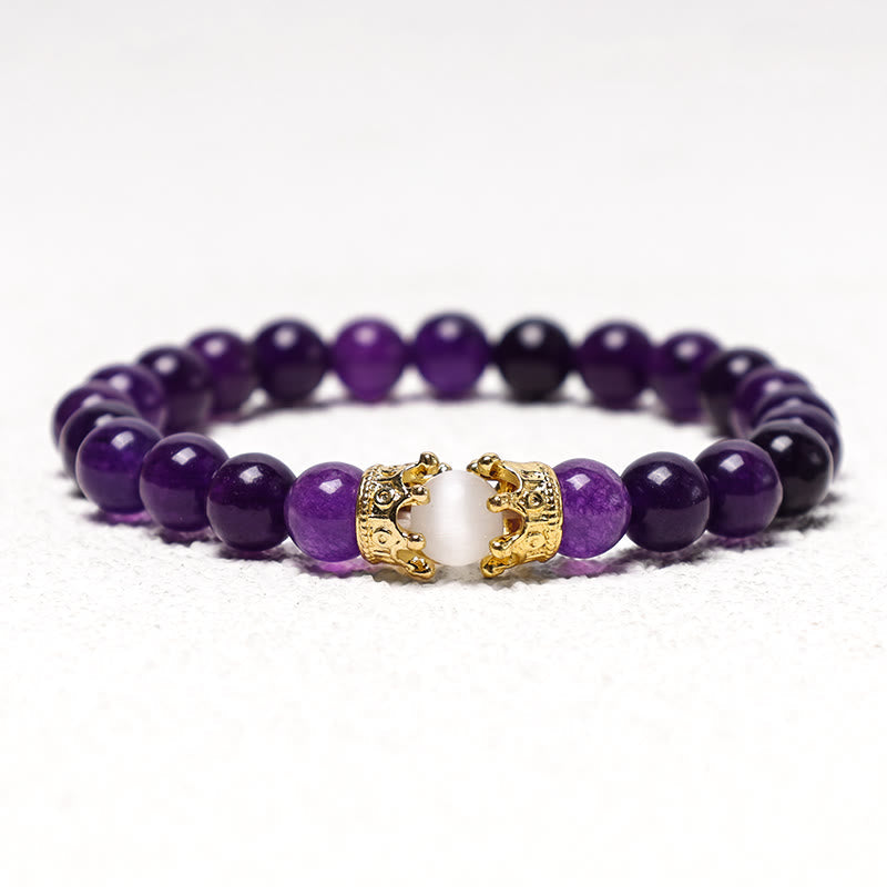 Natural Stone King and Queen Crown Healing Energy Spiritual Bracelet