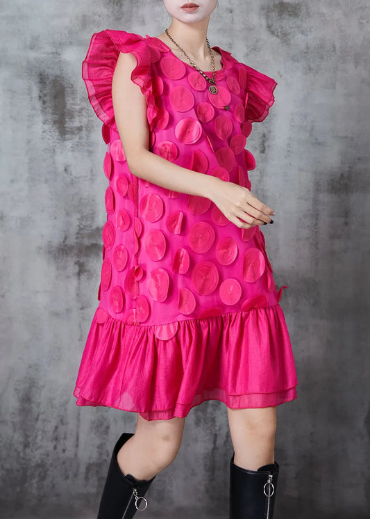 Rose Chiffon Party Dresses Butterfly Sleeve