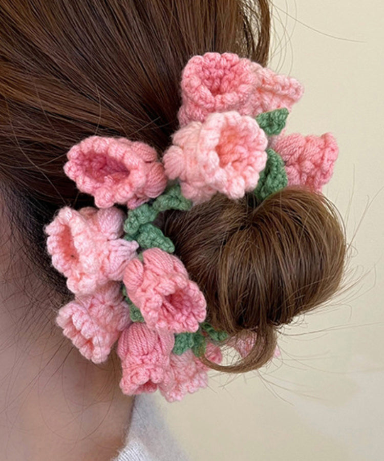 Pink Knitted Cotton Thread Lily of the Valley Hair Band