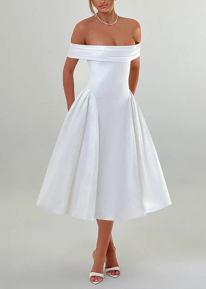 Summer White One Collar Strapless Dress