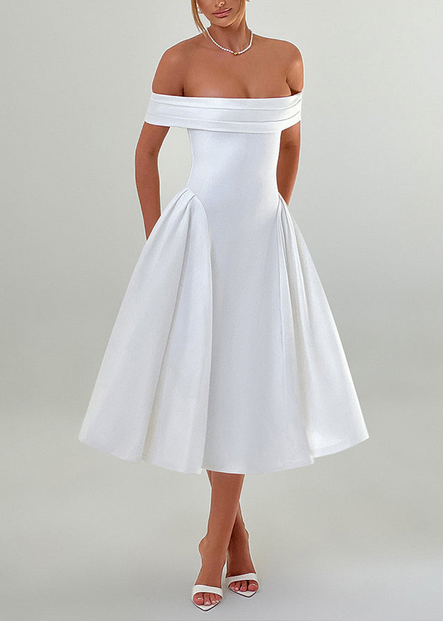 Summer White One Collar Strapless Dress