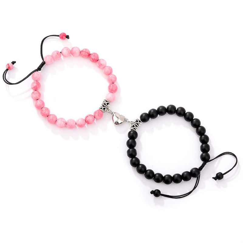 Natural Stone Couple Bracelet Crystal Set (2 Pieces)