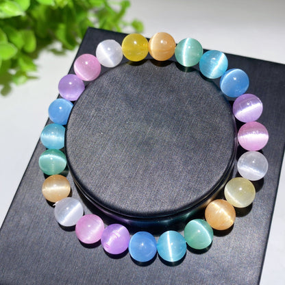 8mm Aura Selenite Spiritual Bracelet for Healing & Protection