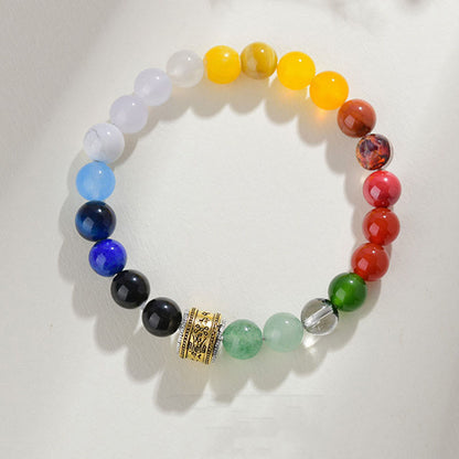 8mm Five Elements Yellow Agate Bracelet for Balance & Prosperity