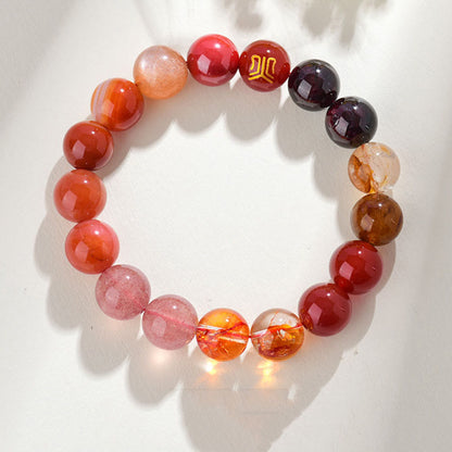 8mm Five Elements Yellow Agate Bracelet for Balance & Prosperity