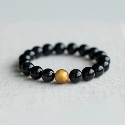 8mm Rainbow Obsidian and Tiger Eye Positive Love Bracelet