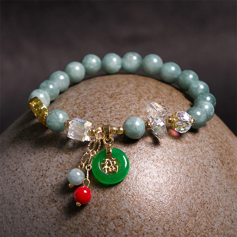 8mm Strawberry Quartz Jade Fu Character Healing Bracelet