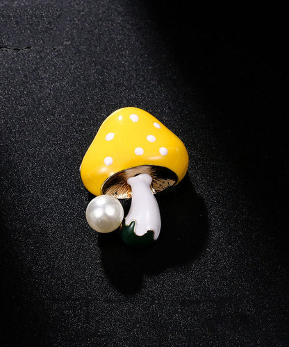 Purple Alloy Zircon Pearl Mushroom Brooches