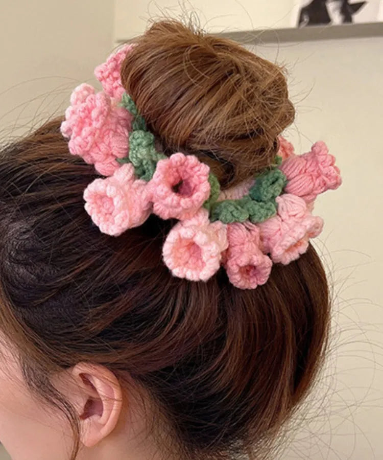 Pink Knitted Cotton Thread Lily of the Valley Hair Band