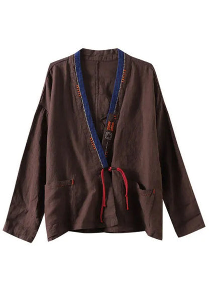 Mulberry Embroidered Patchwork Loose Coat Spring