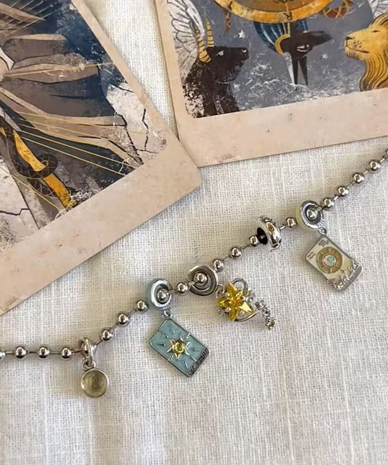 Diy Silk Stainless Steel the Sun, the Moon and the Stars Charm Bracelet