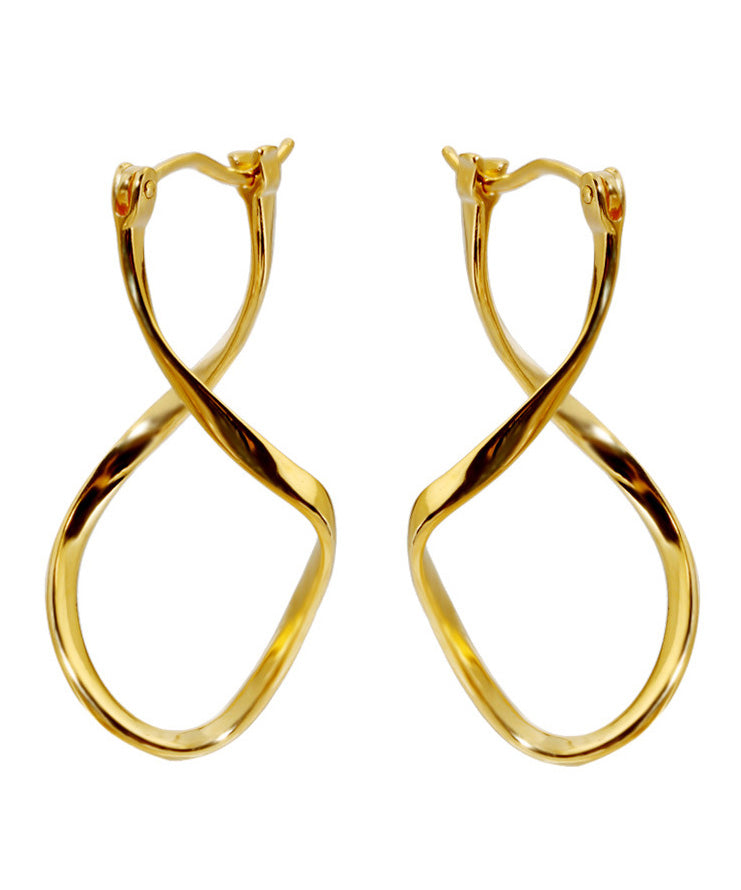 Gold Silver Bending Shape Hoop Earrings