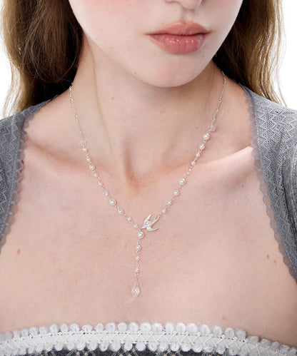 Little Bird Pearl Sky Star Silver Plated Pendant Necklace