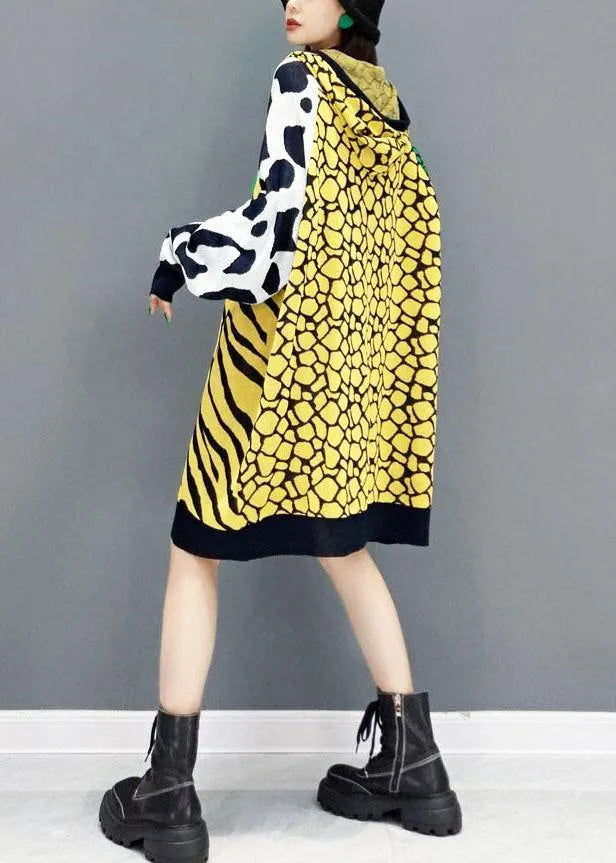 Simple Color Block Hooded Patchwork Fall Print Sweatshirt