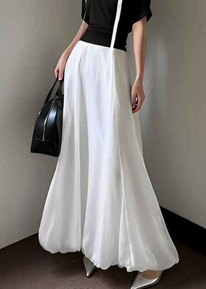 White High Waist Silk Skirts Summer
