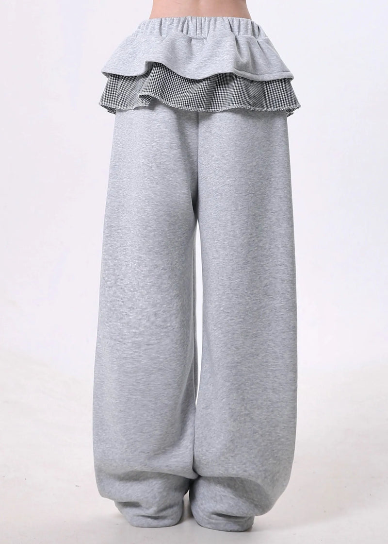 Spring New Skirts Hem Patchwork Elastic Waist Sports Pants