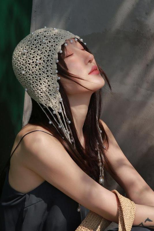 Tassel Pearl Cotton Handmade Knitted Hat