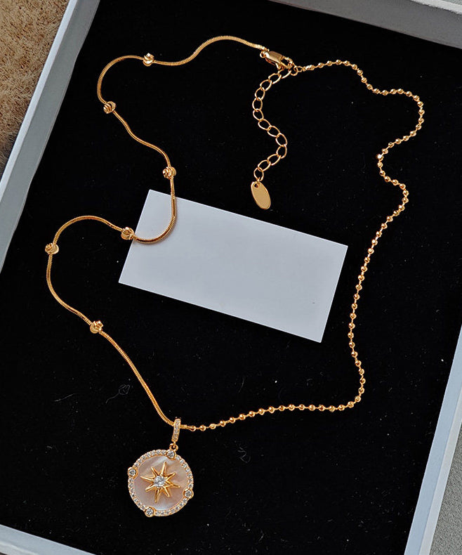 Gold Shell Adjustable Copper Pendant Necklace