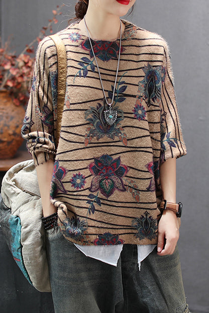 -loose Sweater Imitation Mink Velvet Print Top