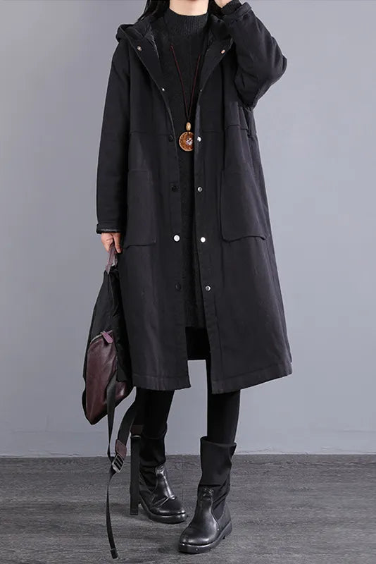Hooded Cotton Coat Stitching Loose Cotton Coat