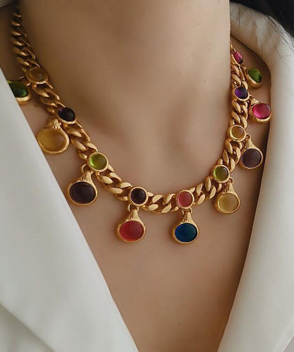 Rainbow Copper Overgild Coloured Glaze Princess Necklace
