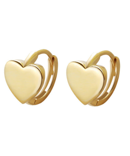 Gold Silver 14k Overgild Heart Hoop Earrings