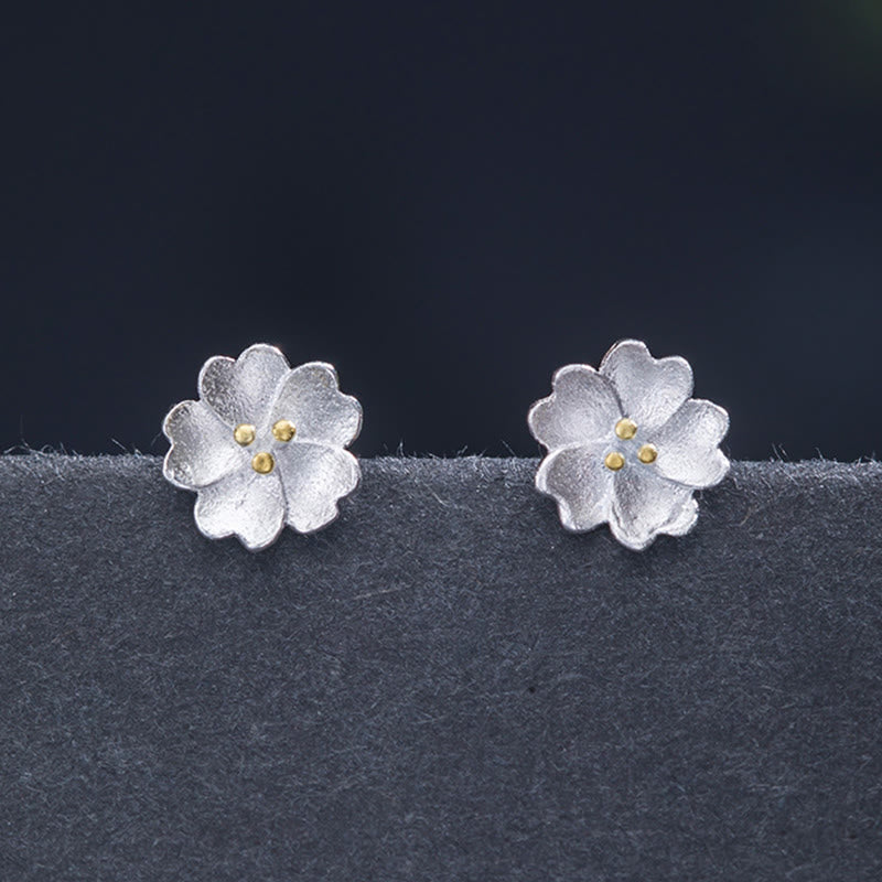 925 Sterling Silver Cherry Blossoms Calm Stud Spiritual Earrings
