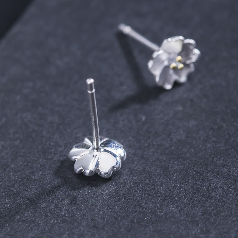 925 Sterling Silver Cherry Blossoms Calm Stud Spiritual Earrings
