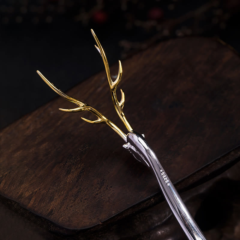 925 Sterling Silver Deer Antler Protection Hairpin