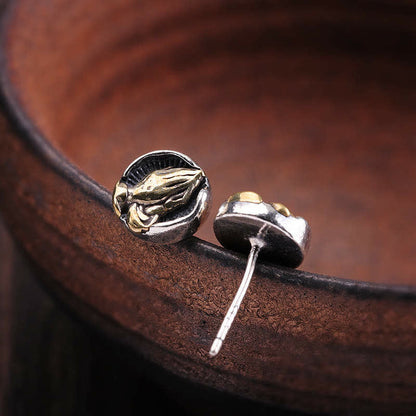 925 Sterling Silver Namaste Spiritual Stud Earrings for Equality & Protection