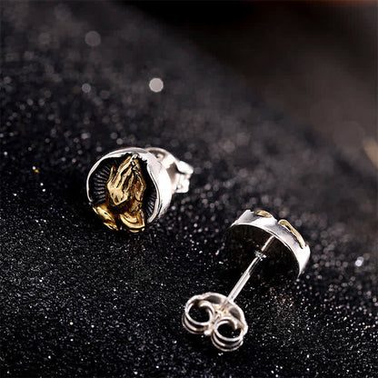 925 Sterling Silver Namaste Spiritual Stud Earrings for Equality & Protection