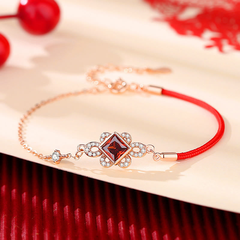 925 Sterling Silver Red Zircon Spiritual Jewelry Set