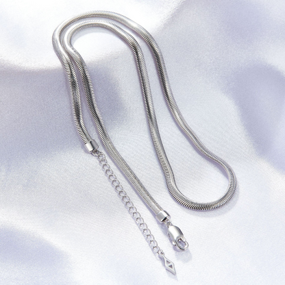 S925 Silver Italian Flat Snake Clavicle Chain