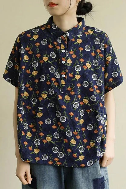 Limited Stock- Summer Flower Print Thin Cotton T-shirt