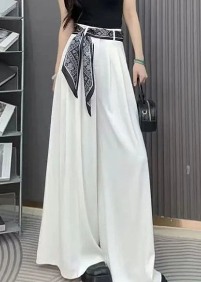 Stylish Black Pockets High Waist Spandex Wide Leg Pants Fall