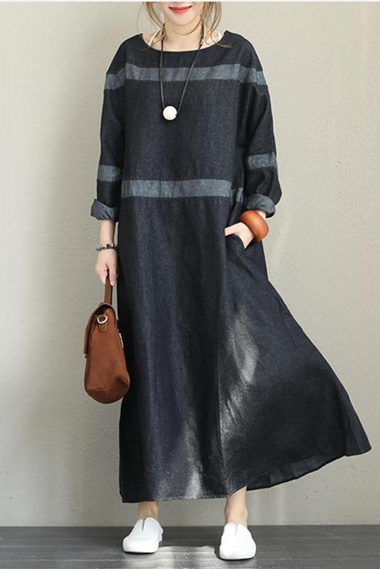 Black Denim Maxi Dresses Fall Clothes