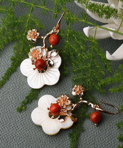 White the Sunflowers Metal Drop Earrings