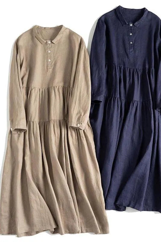 Organic Linen Long Sleeve Dress