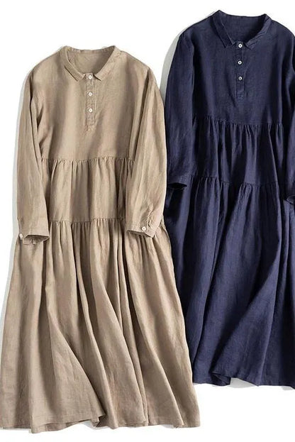 Organic Linen Long Sleeve Dress
