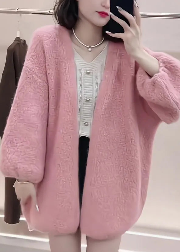 Boutique Pink V Neck Knit Cardigans Fall
