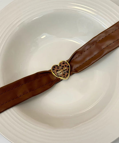 Brown Sterling Silver Alloy Leather Choker