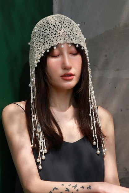 Tassel Pearl Cotton Handmade Knitted Hat